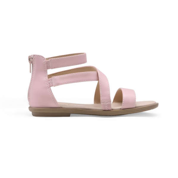 Girls Strappy Gladiator Flat Sandals - PINK - 3